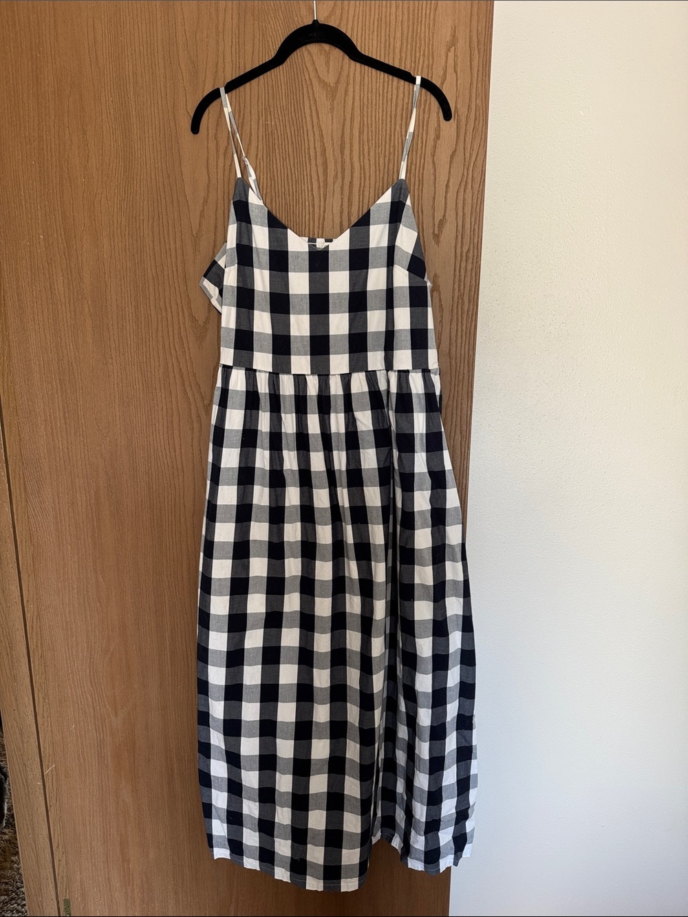 J. Crew Black and White Gingham Midi Sundress